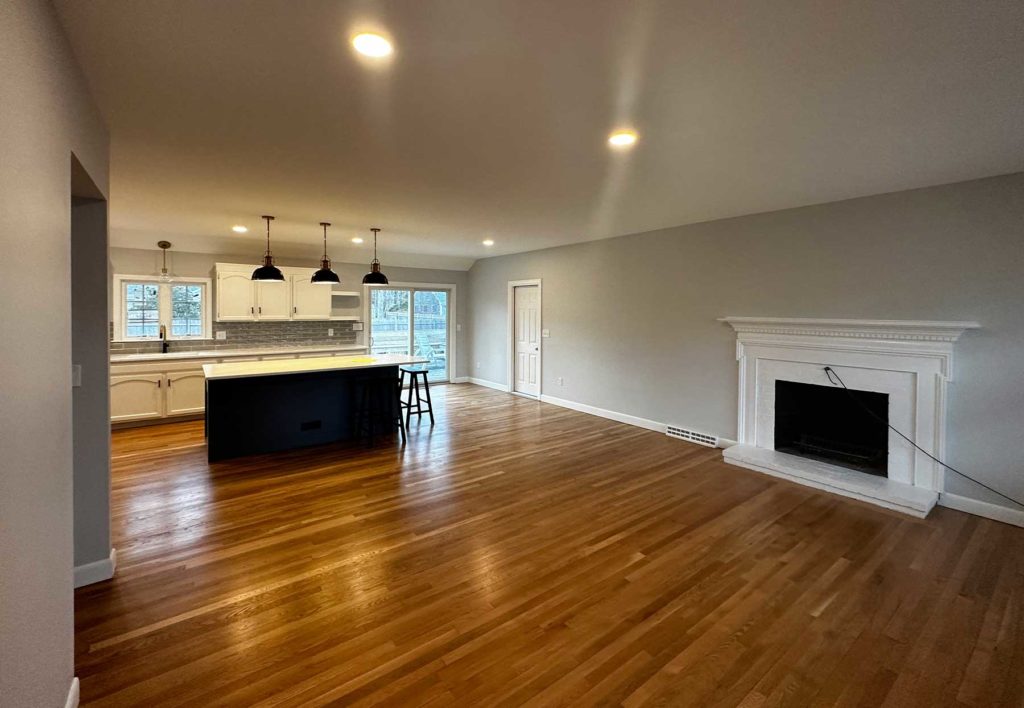 Living room leading into kitchen