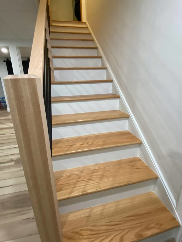 Remodeled basement custom stairs